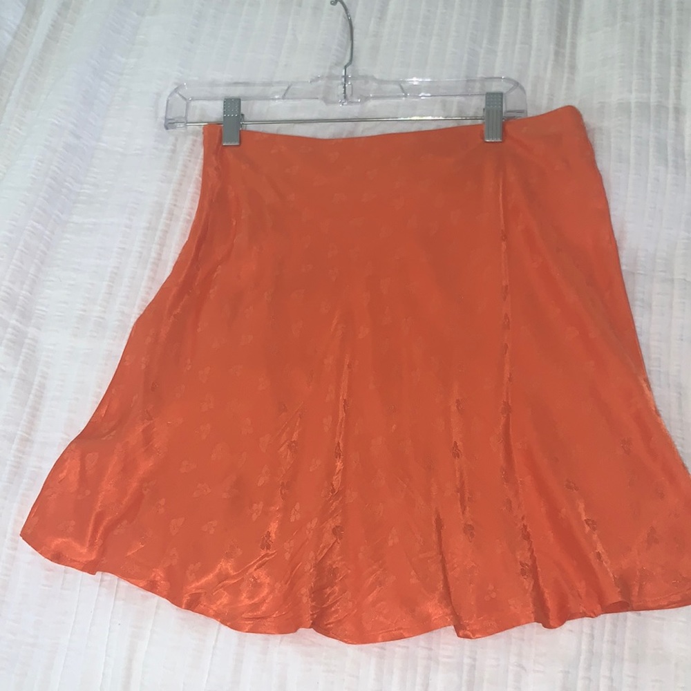 Zara orange silk mini skirt. Medium. Has a slit in front